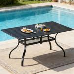 SUNCROWN Rectangular Black Patio Dining Table