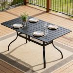 SUNCROWN Rectangular Black Patio Dining Table