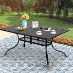 SUNCROWN Rectangular Black Patio Dining Table