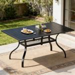 SUNCROWN Rectangular Black Patio Dining Table