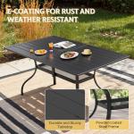 SUNCROWN Rectangular Black Patio Dining Table