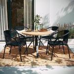 Stackable Rattan Dining Chairs Set of 4 Black