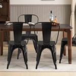 4 Metal Dining Chairs for Indoor and Outdoor