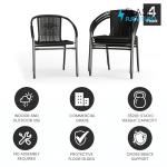 Stackable Rattan Dining Chairs Set of 4 Black