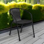 Stackable Rattan Dining Chairs Set of 4 Black