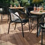 Stackable Rattan Dining Chairs Set of 4 Black