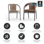 Dark Brown Rattan Outdoor Dining Chairs - 4 Pack