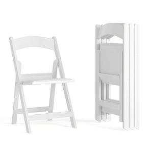 White Resin Folding Chairs - Set of 4, 800LB Capacity