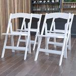 White Resin Folding Chairs - Set of 4, 800LB Capacity