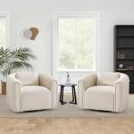 Set of 2 Swivel Barrel Chairs with Pillows
