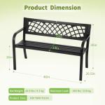 Black Steel Patio Bench with Mesh Pattern