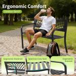 Black Steel Patio Bench with Mesh Pattern