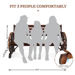 VINGLI Rustic Wooden Wheel Outdoor Patio Bench