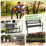 Black Steel Patio Bench with Mesh Pattern