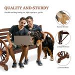 VINGLI Rustic Wooden Wheel Outdoor Patio Bench