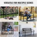 VEVOR Outdoor Metal Bench with Backrest and Armrests