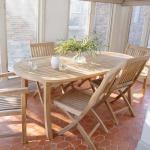 Teak Extendable Oval Dining Table for Patio