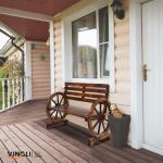 VINGLI Rustic Wheel Bench for Outdoor Seating