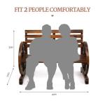 VINGLI Rustic Wheel Bench for Outdoor Seating