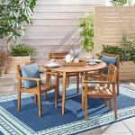 Keth Outdoor 5-Piece Acacia Dining Set