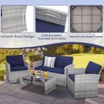Navy Wicker Outdoor Dining Set with Cushions