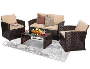 KROFEM 4-Piece Wicker Outdoor Dining Set