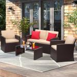 KROFEM 4-Piece Wicker Outdoor Dining Set