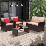 KROFEM 4-Piece Wicker Outdoor Dining Set