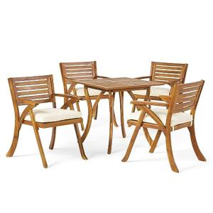 5-Piece Acacia Wood Dining Set in Teak Finish