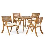 5-Piece Acacia Wood Dining Set in Teak Finish