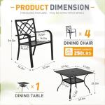 SUNCROWN 5-Piece Wrought Iron Patio Dining Set