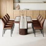 79" Outdoor Dining Set for 8 with Cushioned Chairs