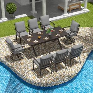 Trumbeak 9-Piece Outdoor Dining Set with Umbrella Hole