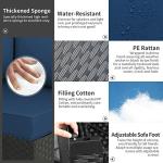 Navy Blue 6-Piece Rattan Patio Sectional Set