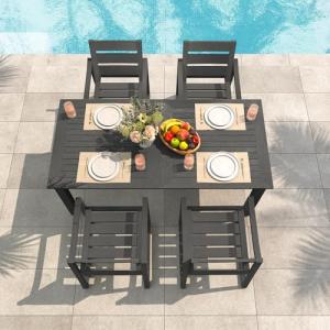 Cozyman 5-Piece Outdoor Dining Set, Dark Gray