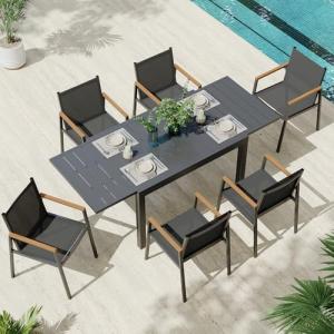 Expandable Outdoor Dining Set for 6 People