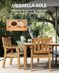 7-Piece Teak Outdoor Dining Set with Umbrella Hole