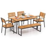 Tangkula Outdoor Acacia Wood Dining Set for 6-7