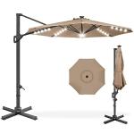 3m Solar LED Patio Umbrella with 360° Rotation