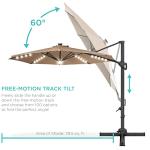 3m Solar LED Patio Umbrella with 360° Rotation