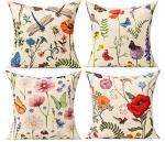 Flower Garden Outdoor Throw Pillow Covers - Set of 4