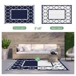 Reversible Waterproof Outdoor Patio Rug - Blue & White