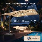 10 ft Square Solar Patio Umbrella with Base