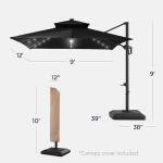 9x12ft LED Patio Umbrella with Base and Rotation