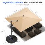 10 ft Square Solar Patio Umbrella with Base