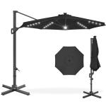 10ft Solar LED Patio Umbrella with 360-Degree Rotation