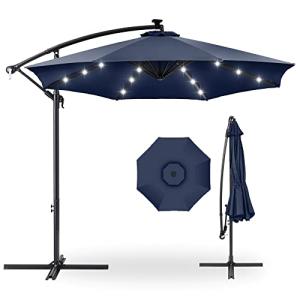 10ft Solar LED Patio Umbrella with Cantilever Design
