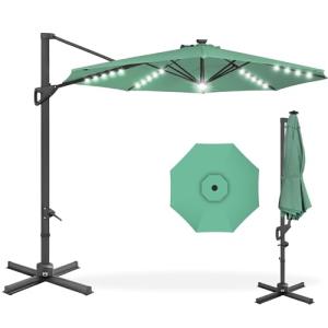10ft Solar LED Cantilever Patio Umbrella with Lights