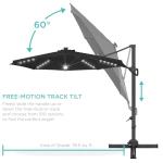 10ft Solar LED Patio Umbrella with 360-Degree Rotation