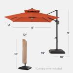 9x12ft LED Patio Umbrella with Base & Rotation